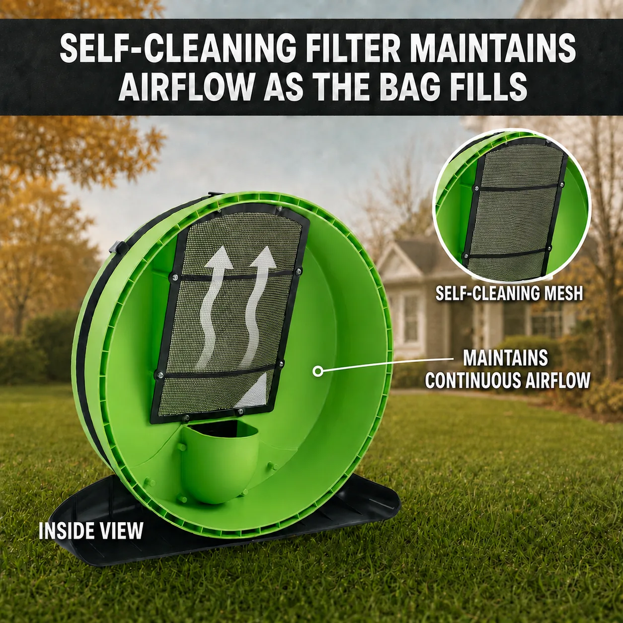 Inside view of Leaf Vac self-cleaning mesh filtration system